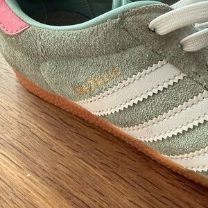 Adidas Gazelle Mint Green and White Shoes- 
BIG KIDS size 3.5